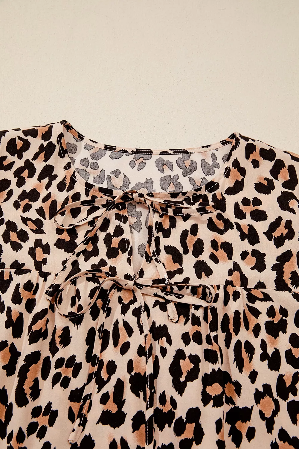 Leopard Print Tie-Neck Blouse, image 6