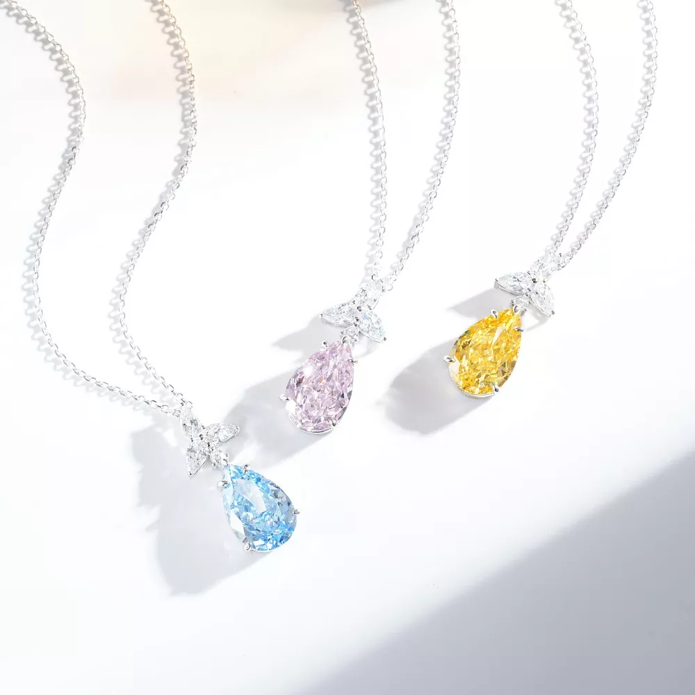 925 Sterling Silver Zircon Teardrop Necklace, image 2