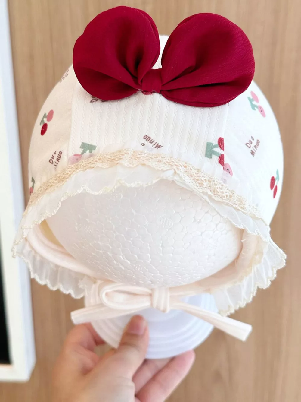 Children's Lace Detail Cute Bowknot Hat, image 6