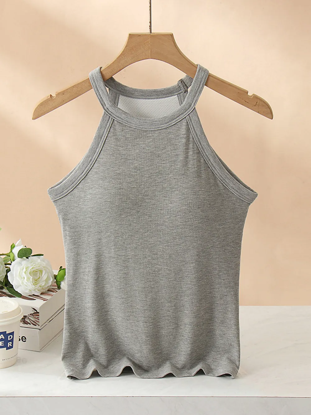 Grecian Neck Tank With Chest Pads, image 20