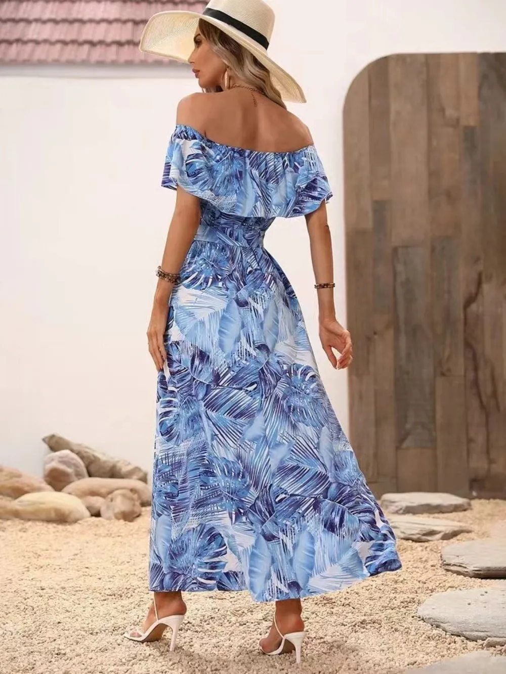 Ruffled Printed Off Shoulder Maxi Dress, image 15