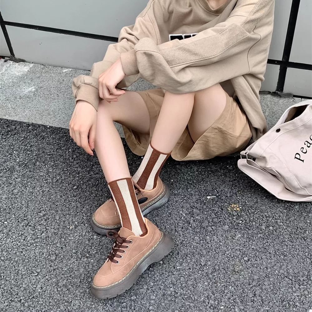 Contrast Striped Crew Socks, image 11