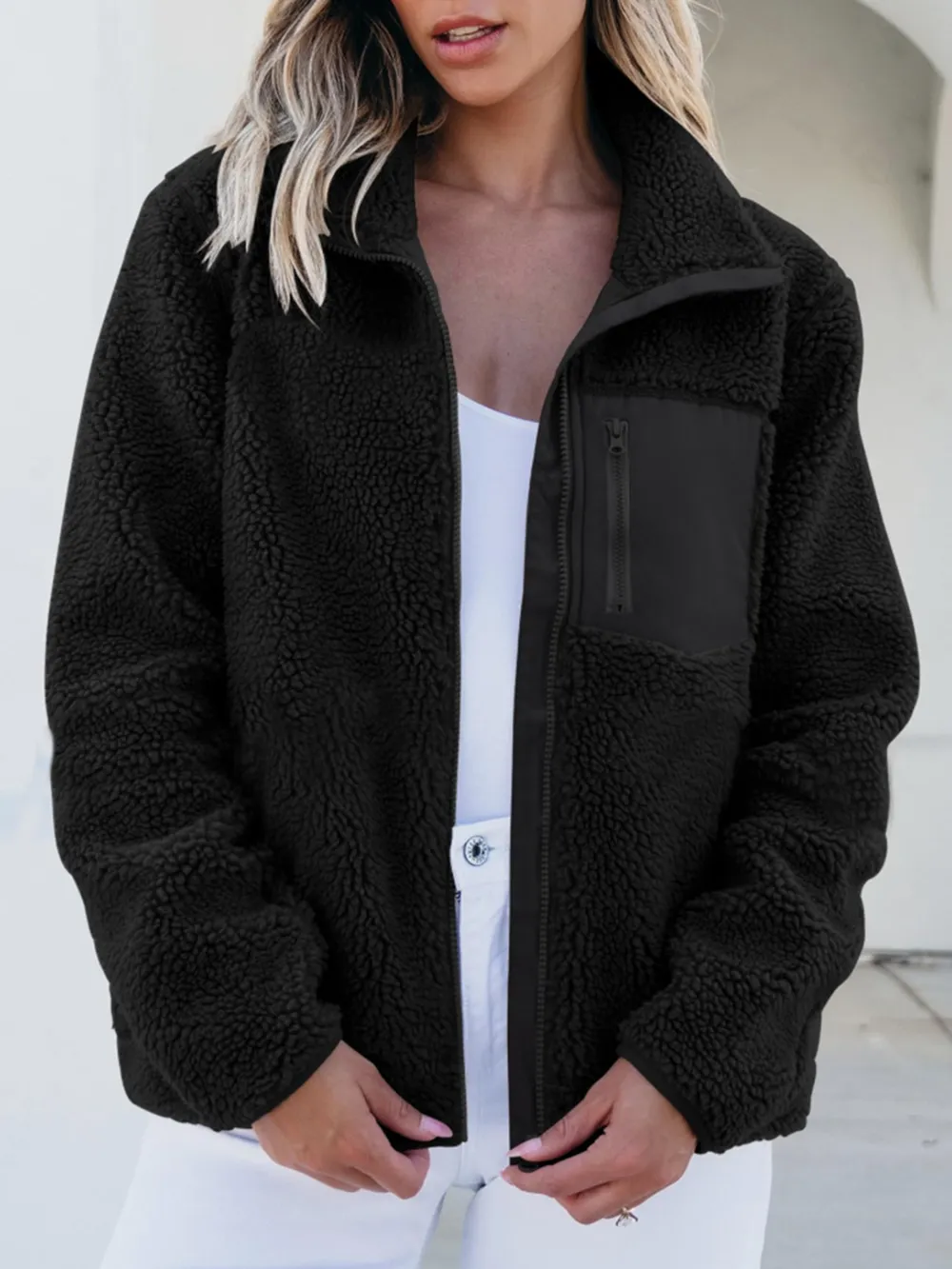 Zip Up Long Sleeve Plush Jacket, image 16