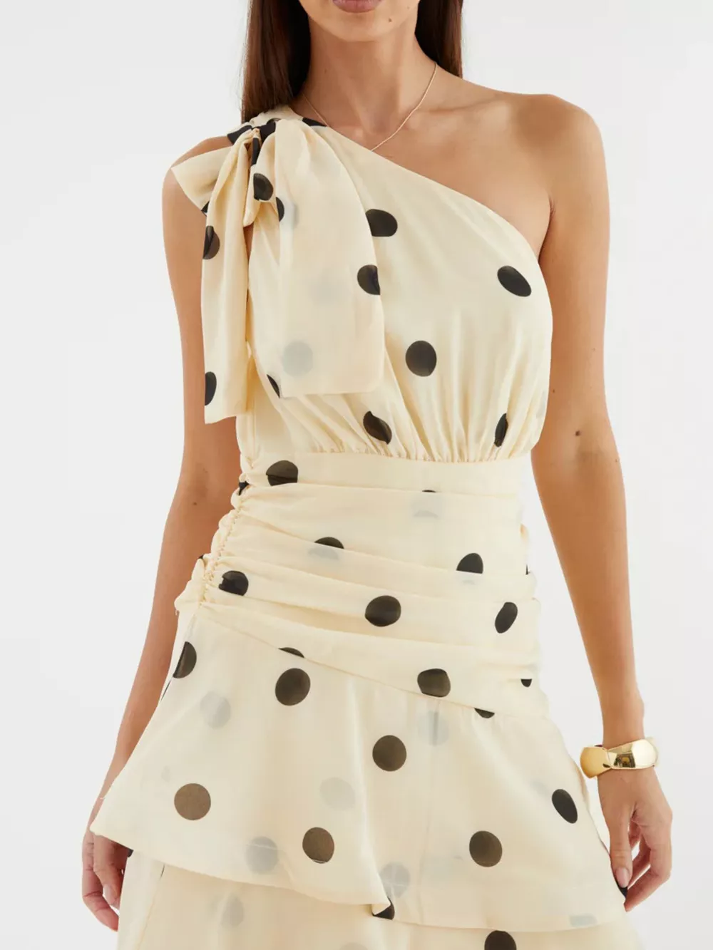 Polka Dot One-Shoulder Ruffle Dress, image 12