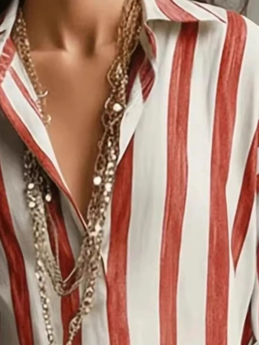 Full Size Oversized Striped Long Sleeve Shirt Plus Size, image 2