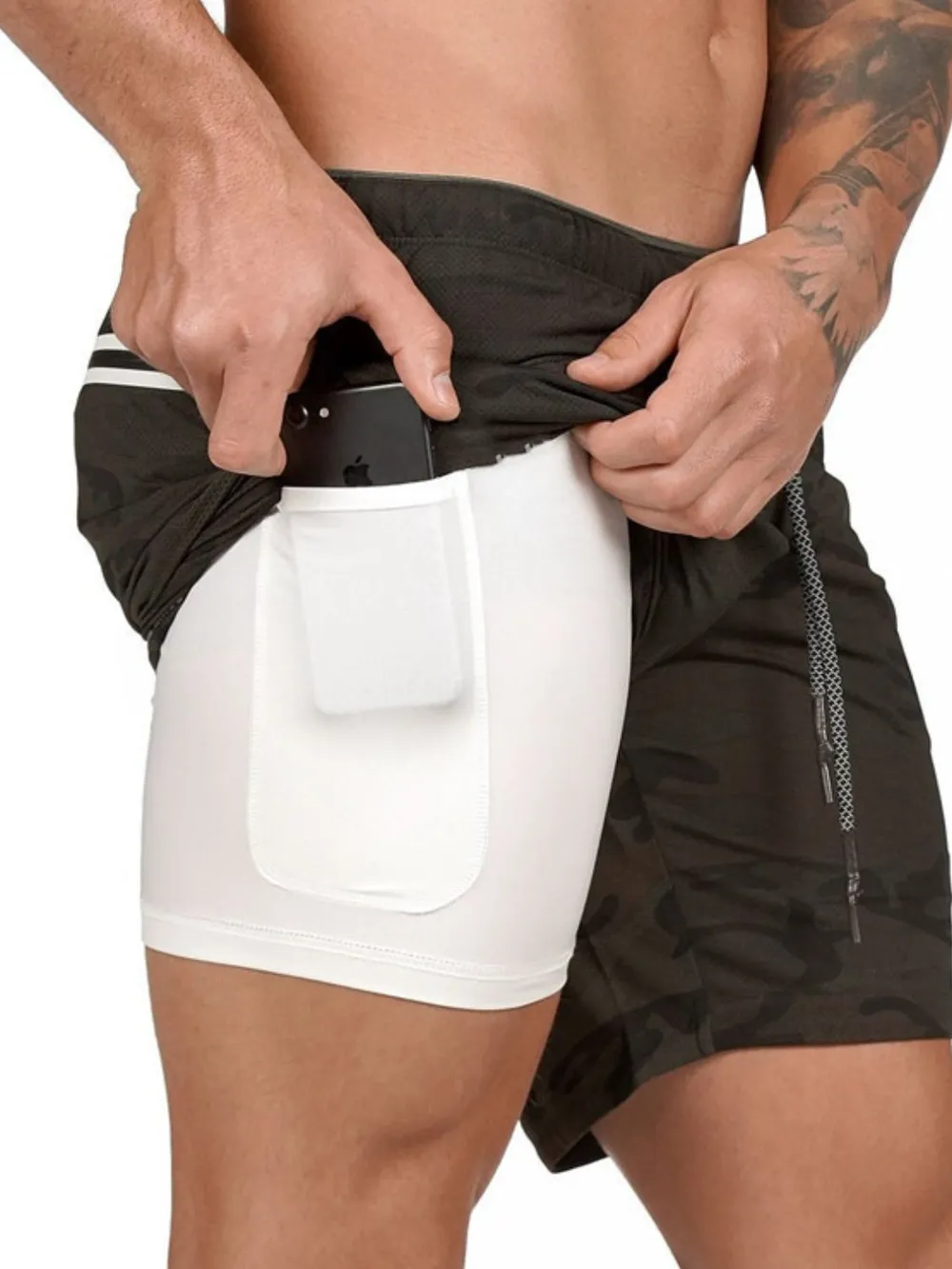 Men's Plus Size Drawstring Active Shorts