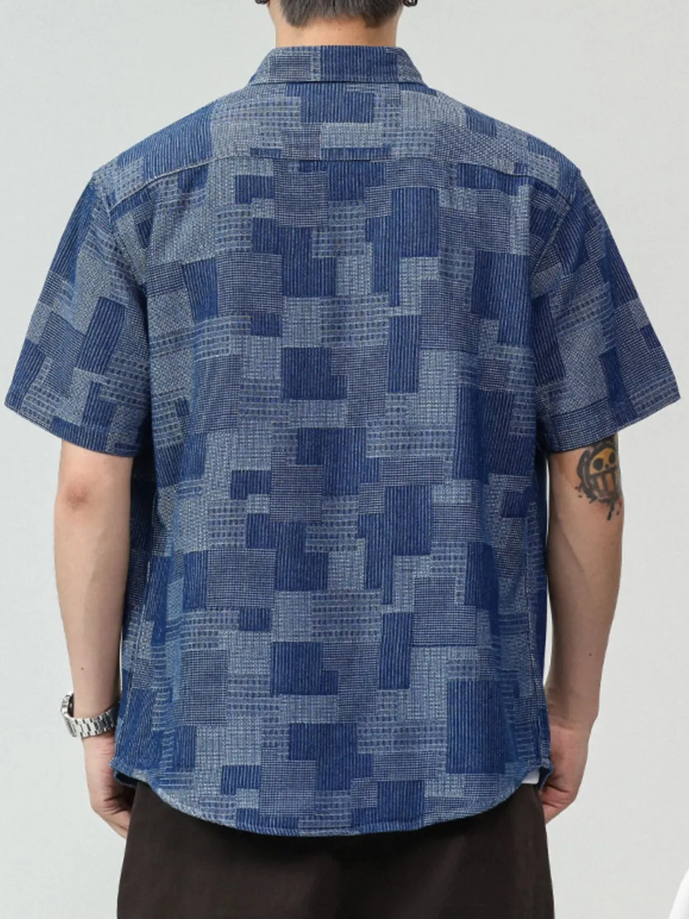 Men's Plus Size Denim Short Sleeve Shirt, image 2
