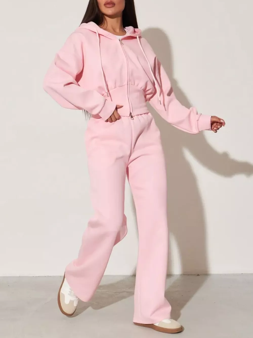 Zip-Up Hoodie and Wide-Leg Pants Set, image 33