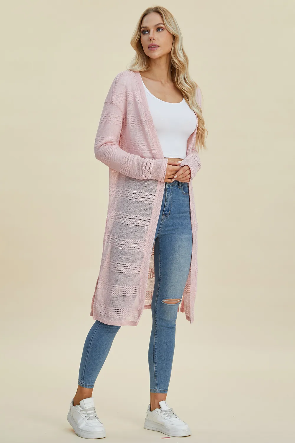 Full Size Open Front Longline Cardigan, image 25