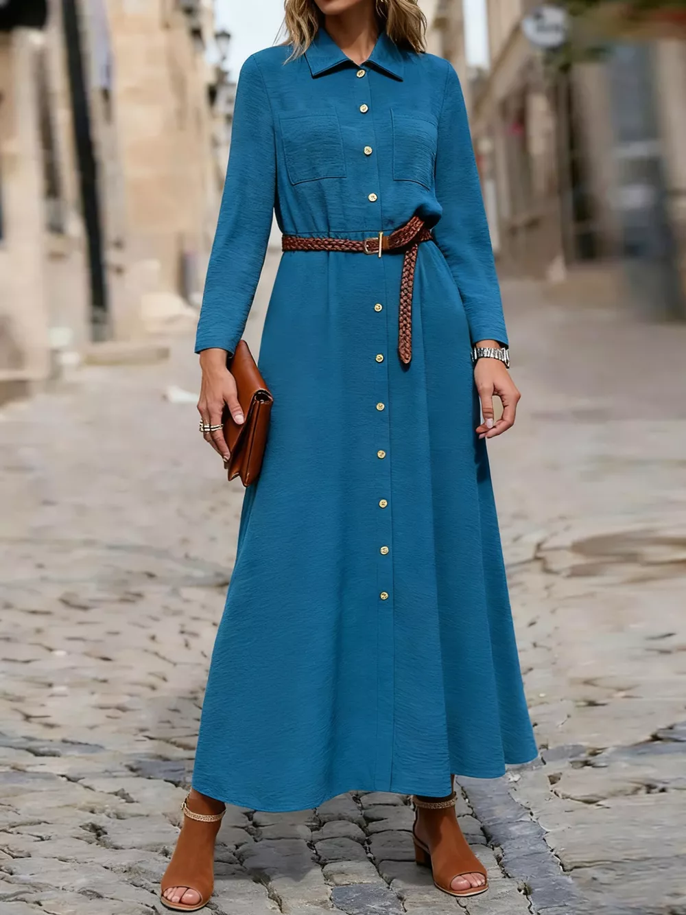 Button-Down Long Sleeve Dress, image 8