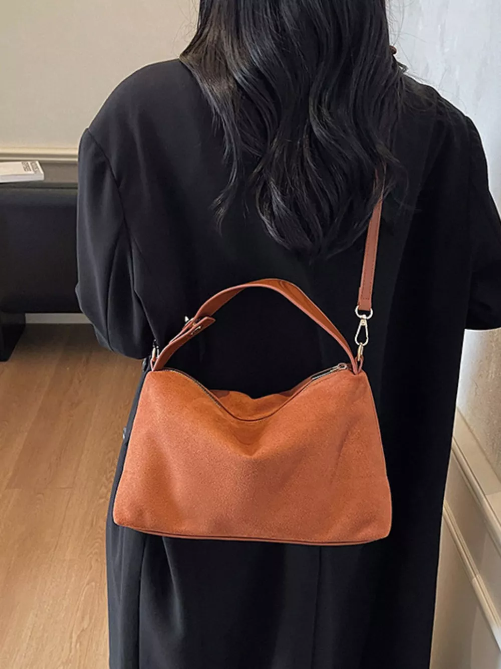 Suede Texture Crossbody Bag, image 4