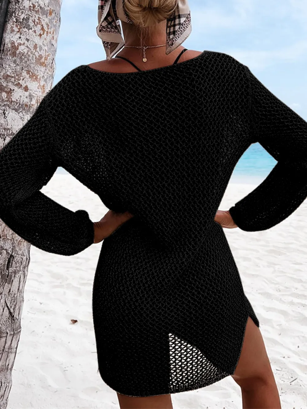 Openwork Tie Neck Cover-Up, image 11