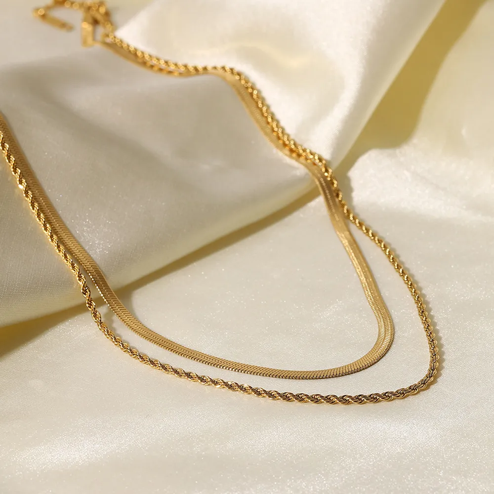 18K Gold-Plated Double-Layered Necklace, image 2