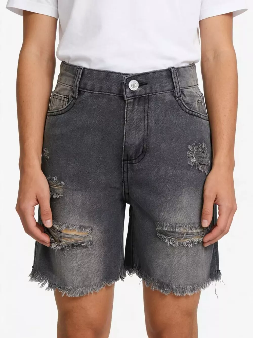 Full Size Ripped Frayed Hem Denim Shorts Plus Size, image 14