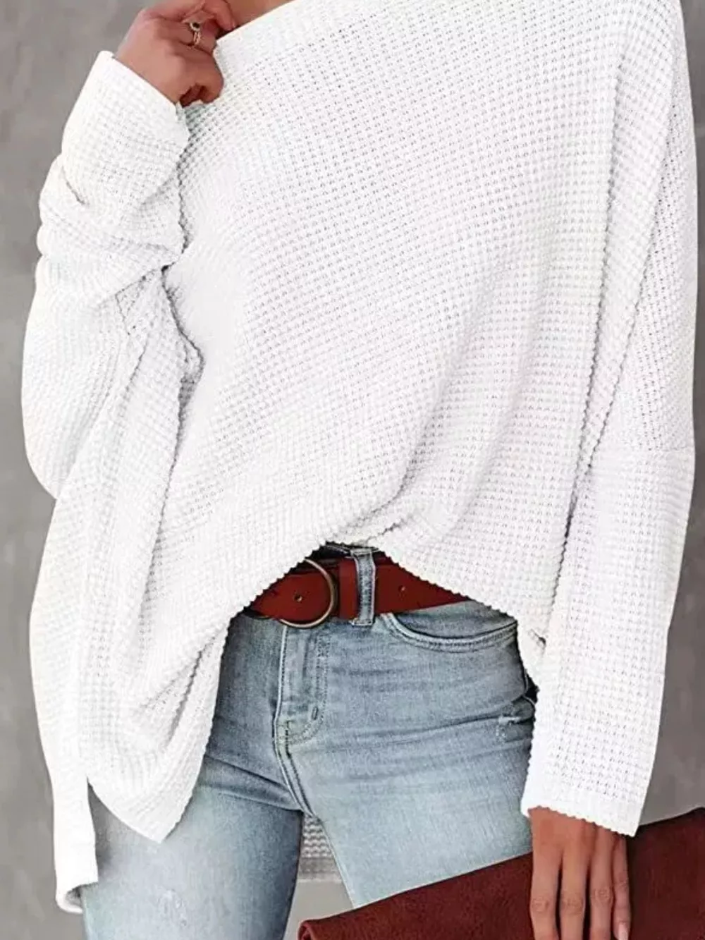 Boat Neck Waffle Knit Top, image 8