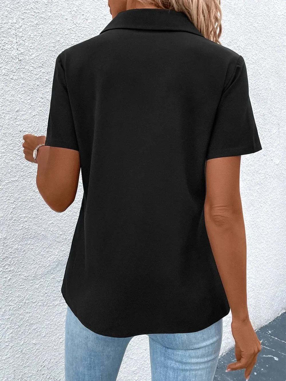 Zip Collar Short Sleeve Top, image 9