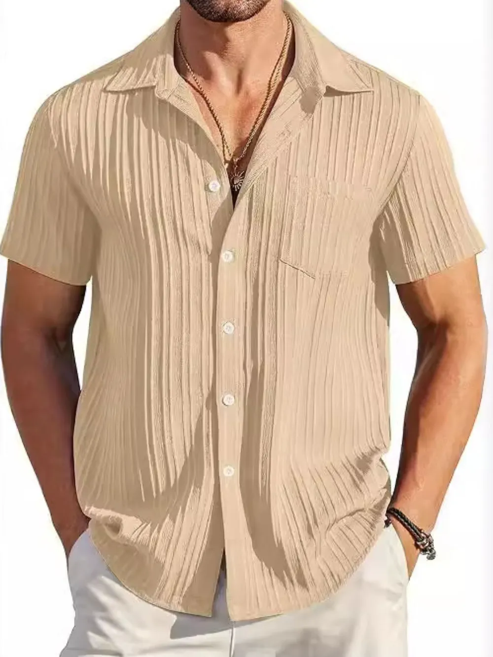 Men's Full Size Button Up Short Sleeve Shirt Plus Size, image 8