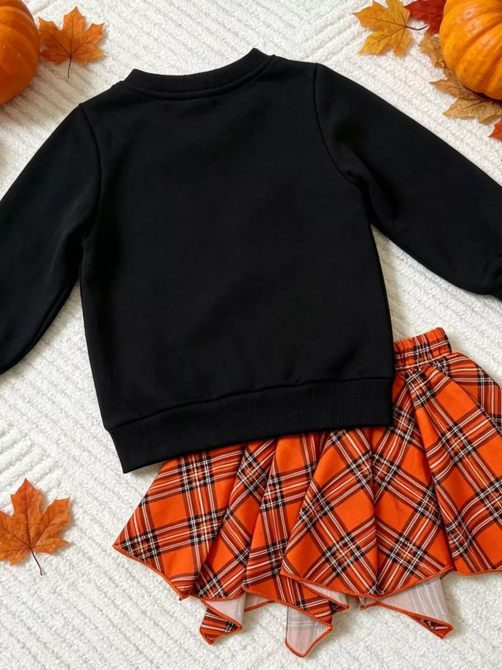 Children's Pumpkin Bubbles Graphic Top and Skirt Outfit Set, image 5