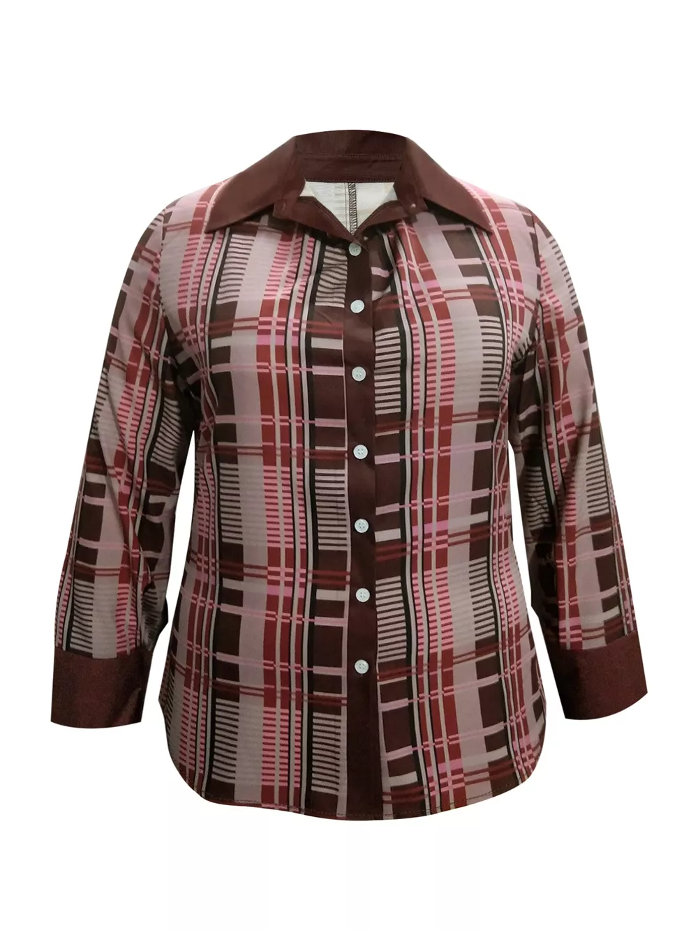 Plus Size Plaid Button-Down Shirt, image 5