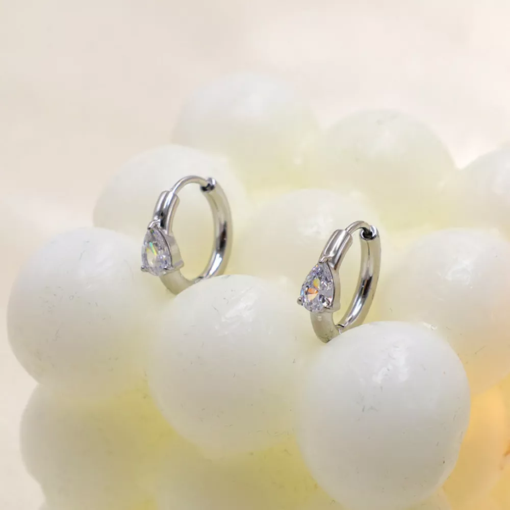 Stainless Steel Zircon Hoop Earrings, image 4