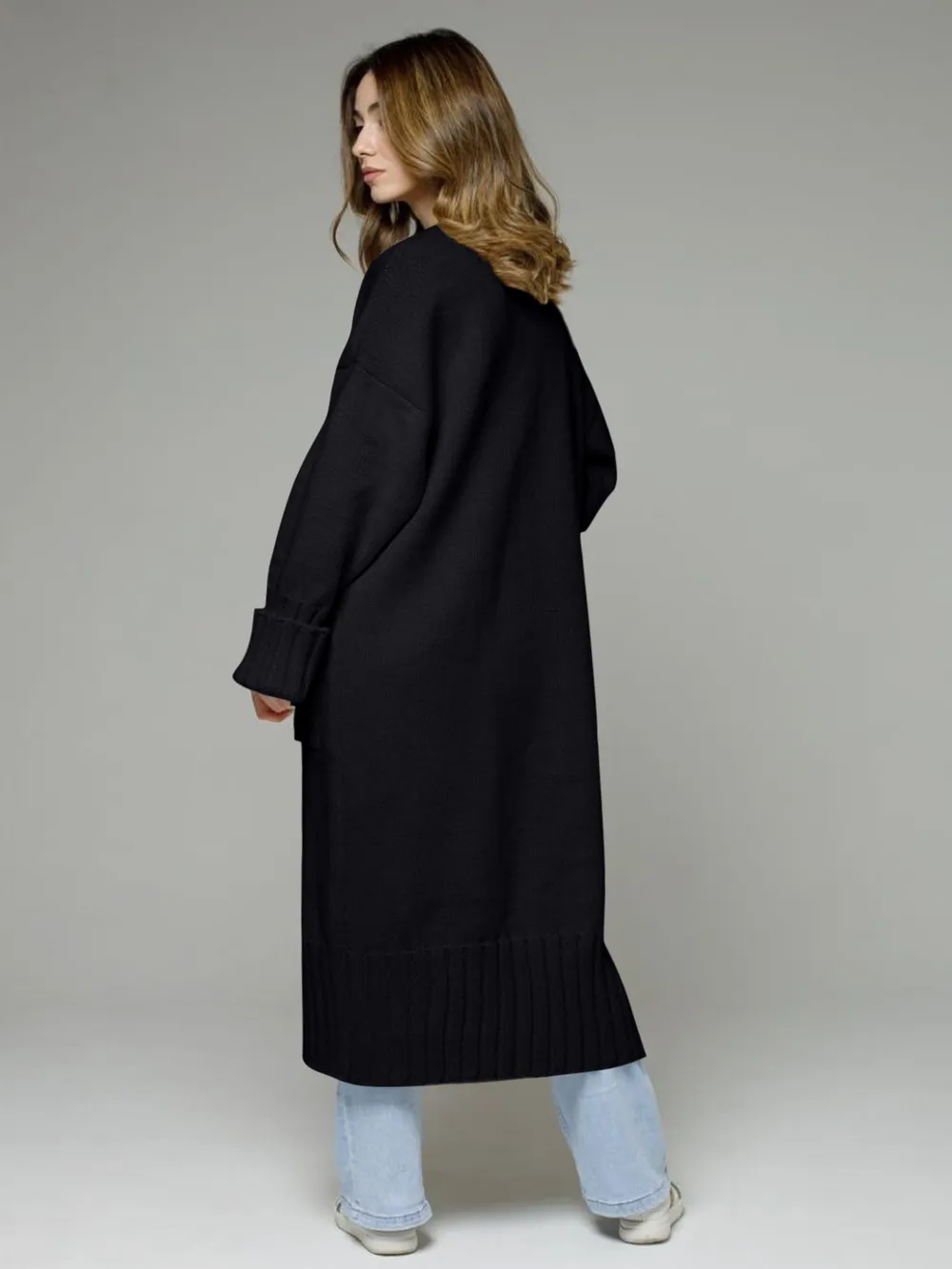 Pocketed Open Front Dropped Shoulder Cardigan, image 17