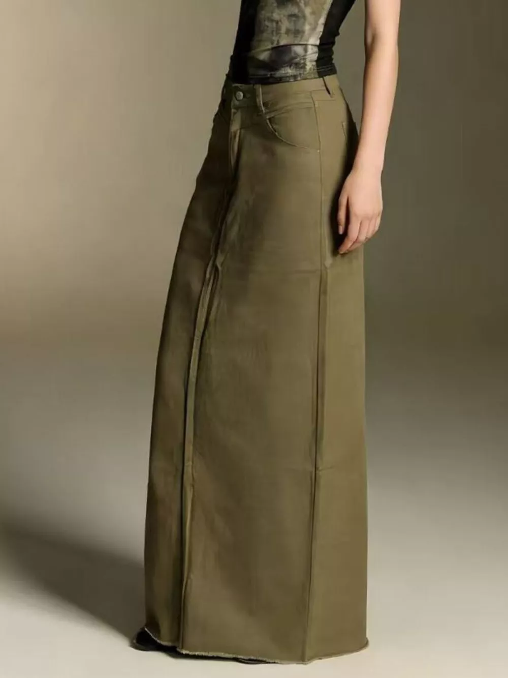 Raw Hem Maxi Denim Skirt, image 12