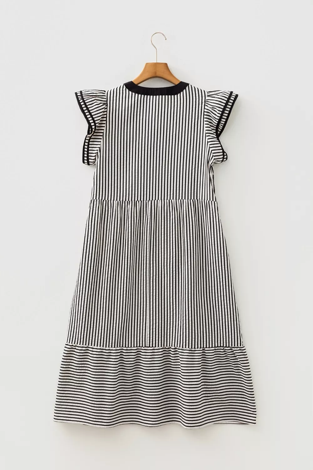 Striped Ruffle Sleeve Tiered Midi Dress, image 5