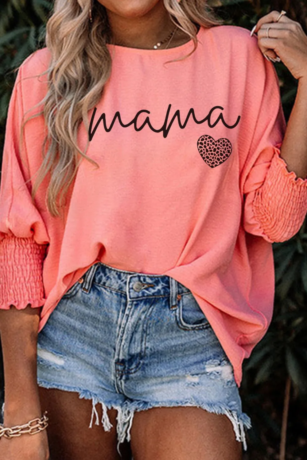 MAMA Round Neck Lantern Sleeve Blouse, image 2