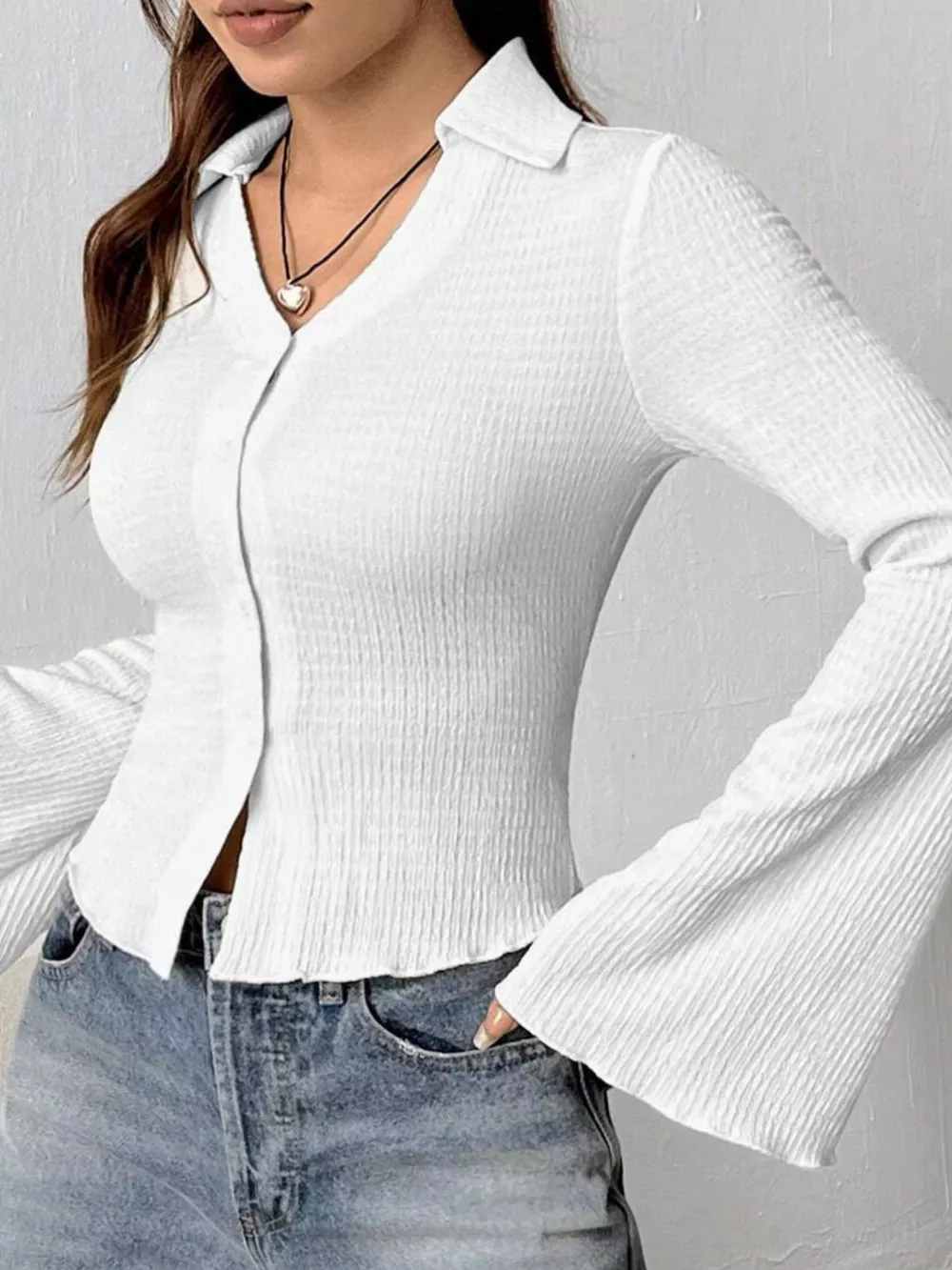 Button Up Flare Sleeve Shirt, image 23