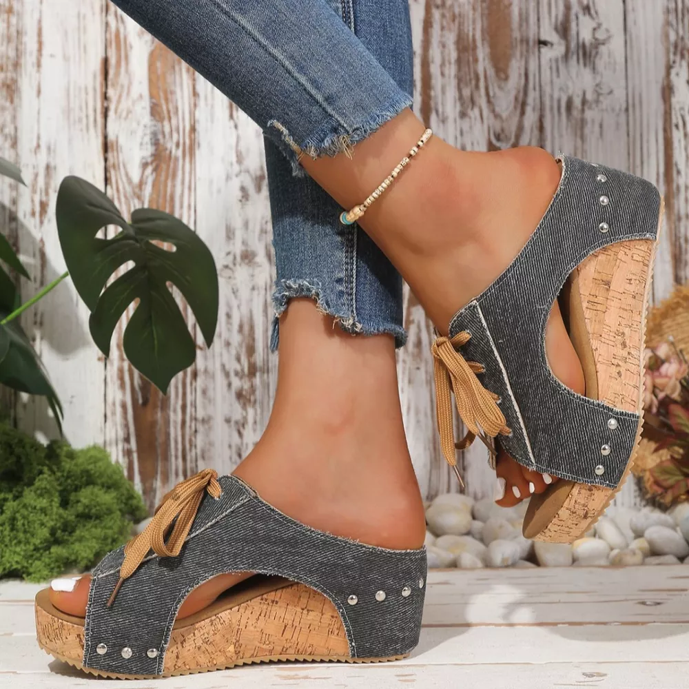 Lace Up Wedge Sandals, image 5