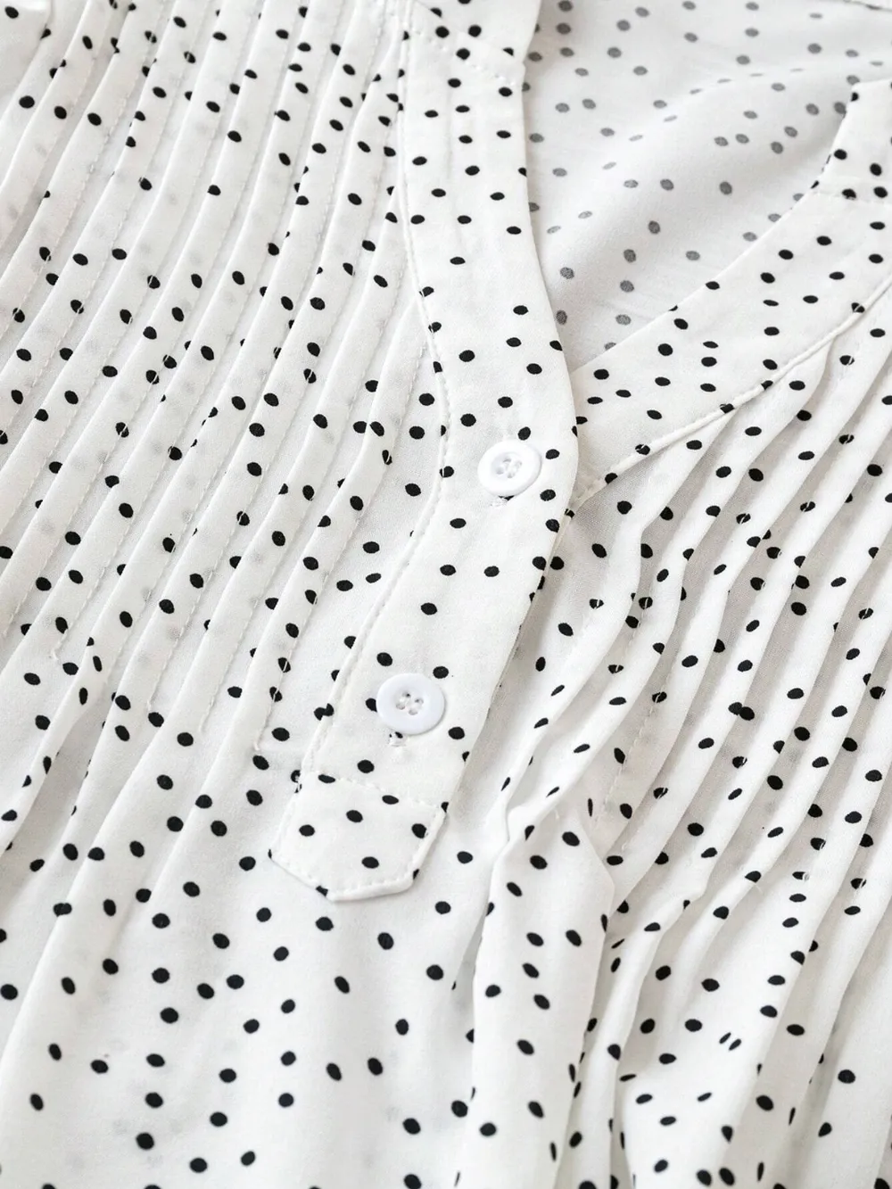 Polka Dot Notched Ruffled Cap Sleeve Blouse, image 13
