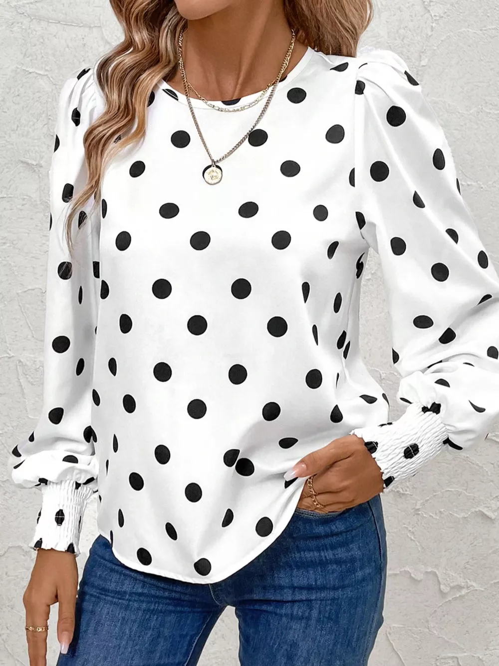 Polka Dot Long Sleeve Blouse