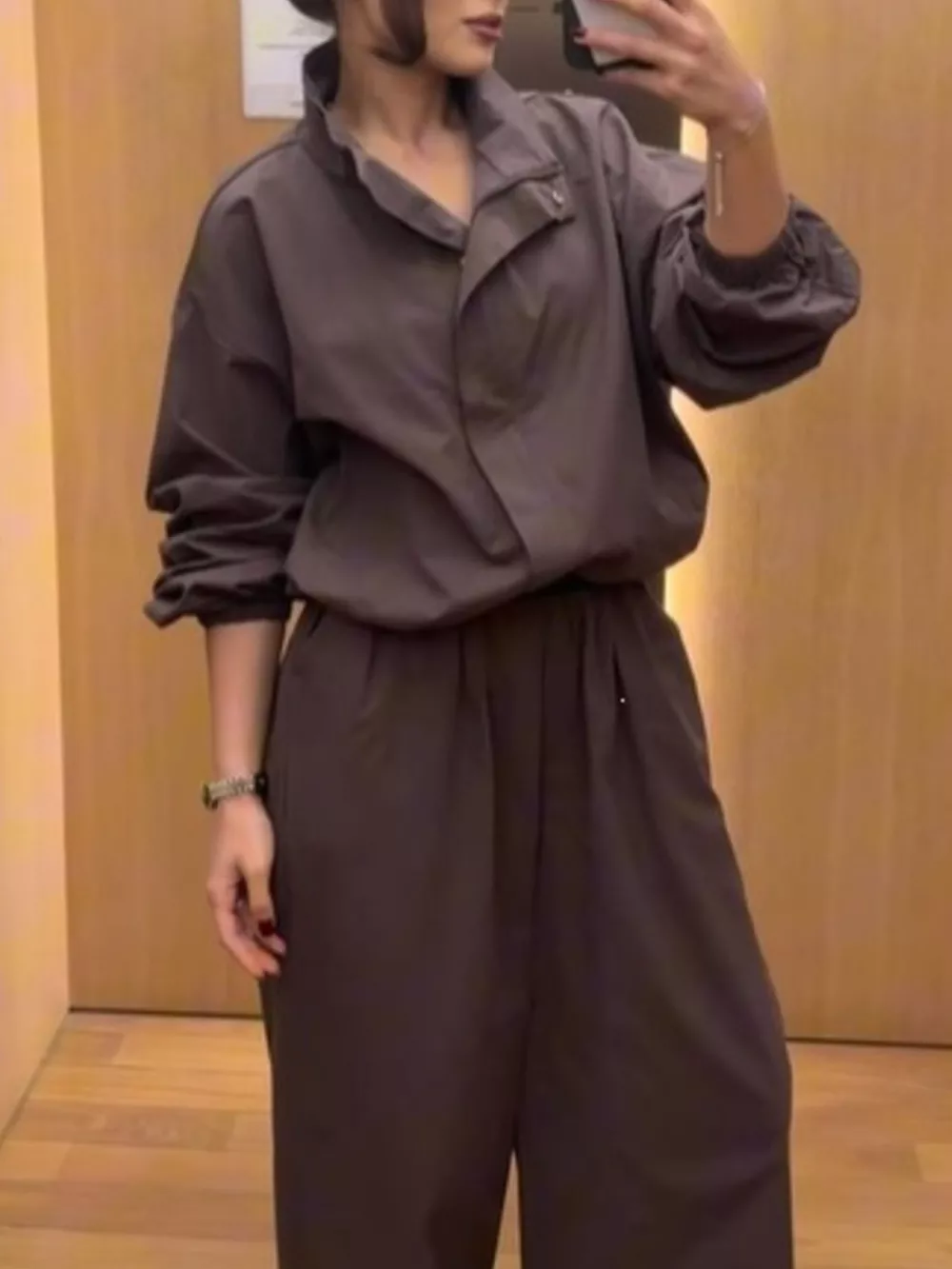 Drawstring Hem Crop Jacket and Wide-Leg Pant Set, image 6