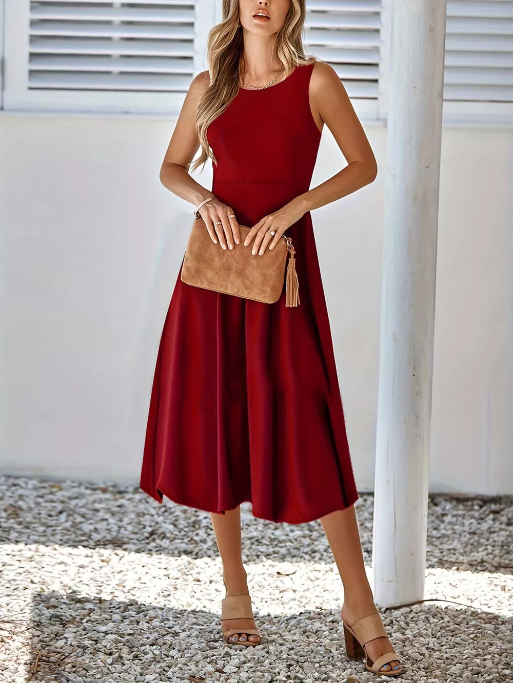 Sleeveless A-Line Midi Dress, image 15