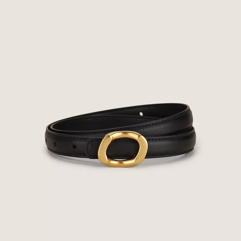 Gold Buckle Leather Belt