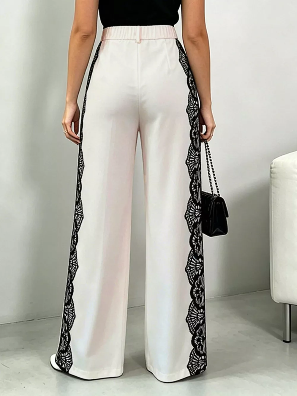 Lace Detail Wide Leg Pants, image 2