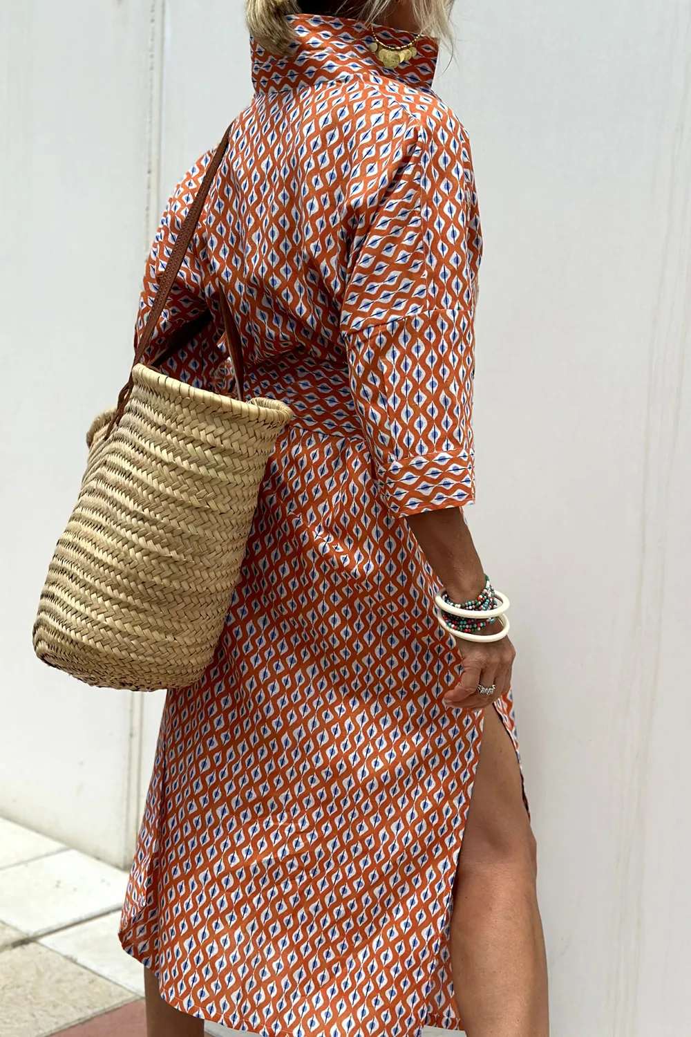 Tied Button Up Three-Quarter Sleeve Dress, image 7