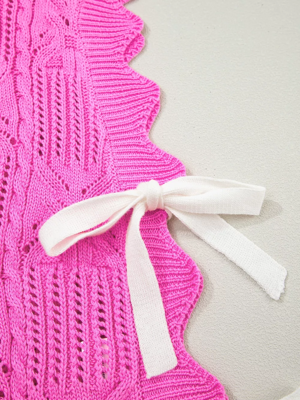 Side Tie Openwork Round Neck Sweater Vest, image 10