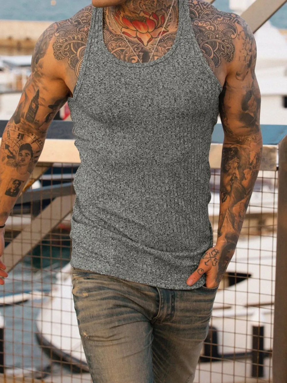 Men's Plus Size Round Neck Tank, image 8