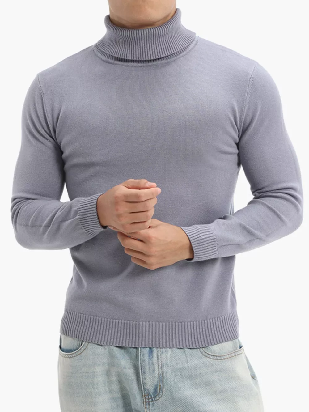 Men's Plus Size Slim-Fit Turtleneck Sweater, image 5