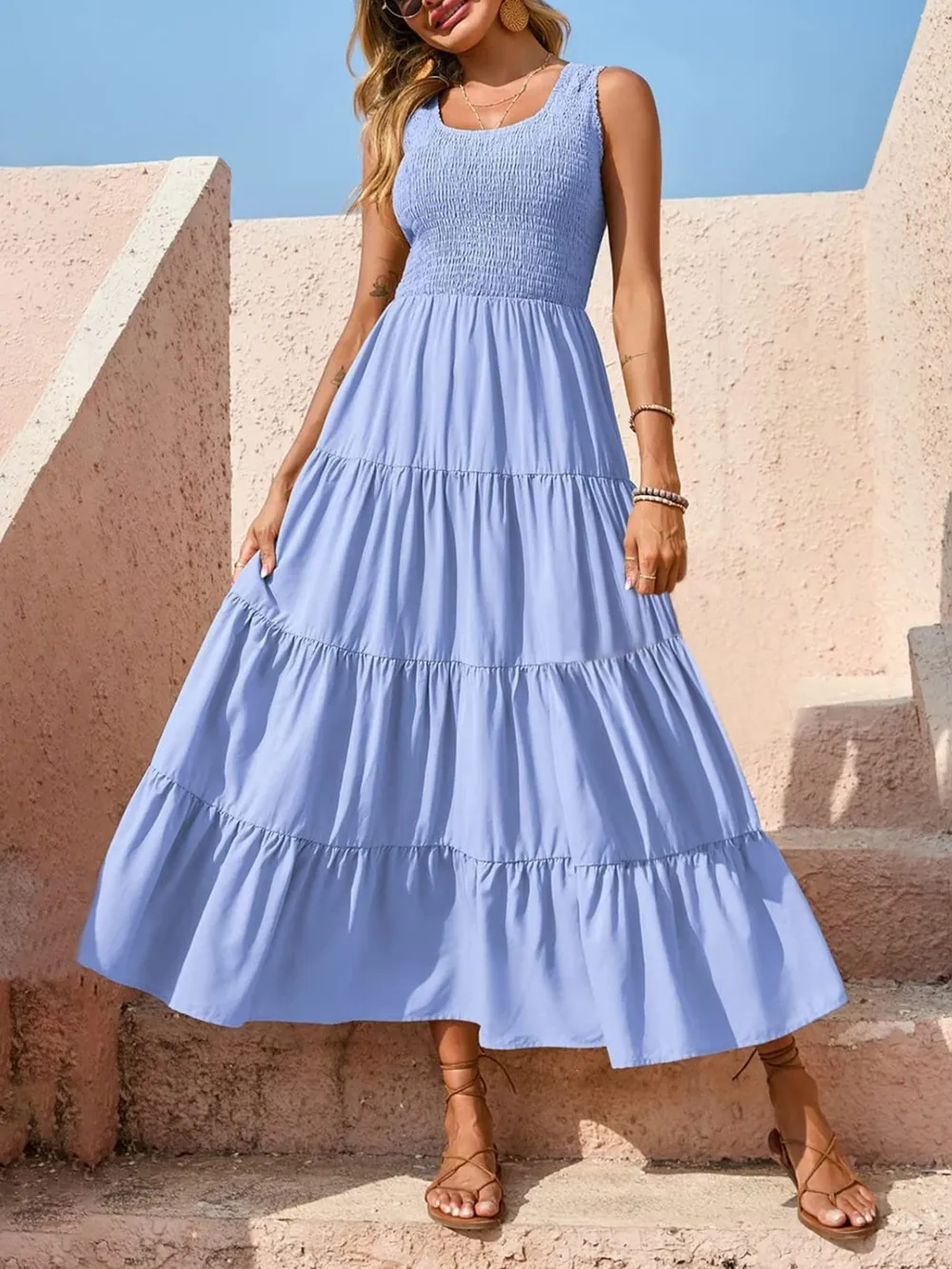 Tiered Smocked Wide Strap Dress, image 21