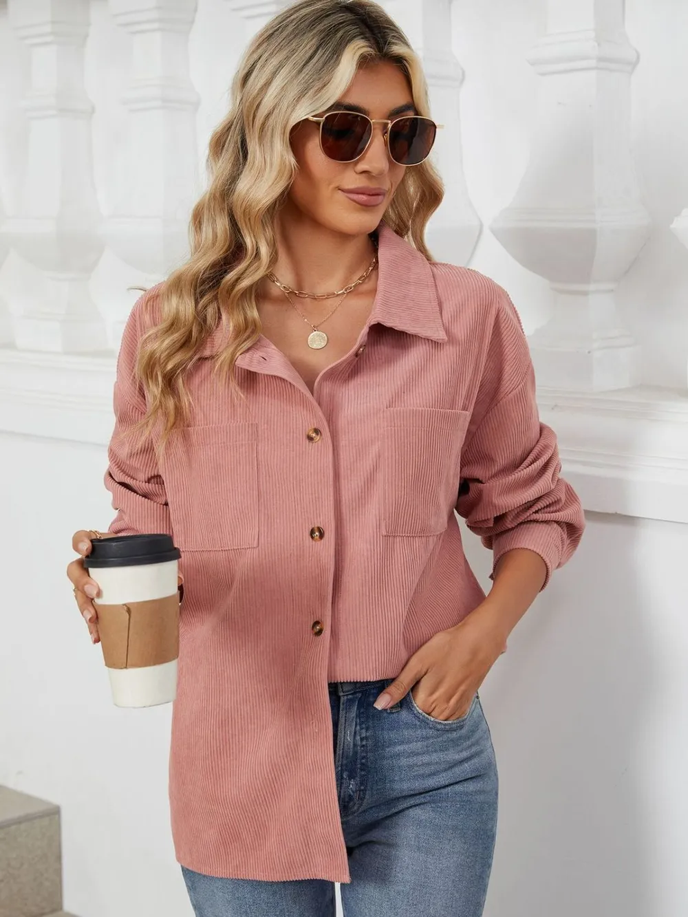 Button Up Dropped Shoulder Long Sleeve Outerwear, image 24