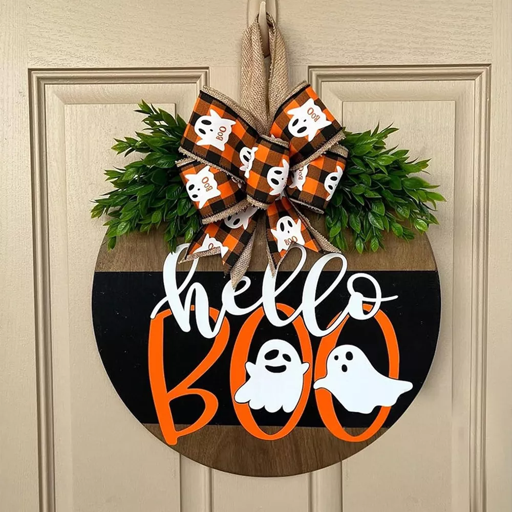 Hello BOO Halloween Decorative Wooden Door Hanger