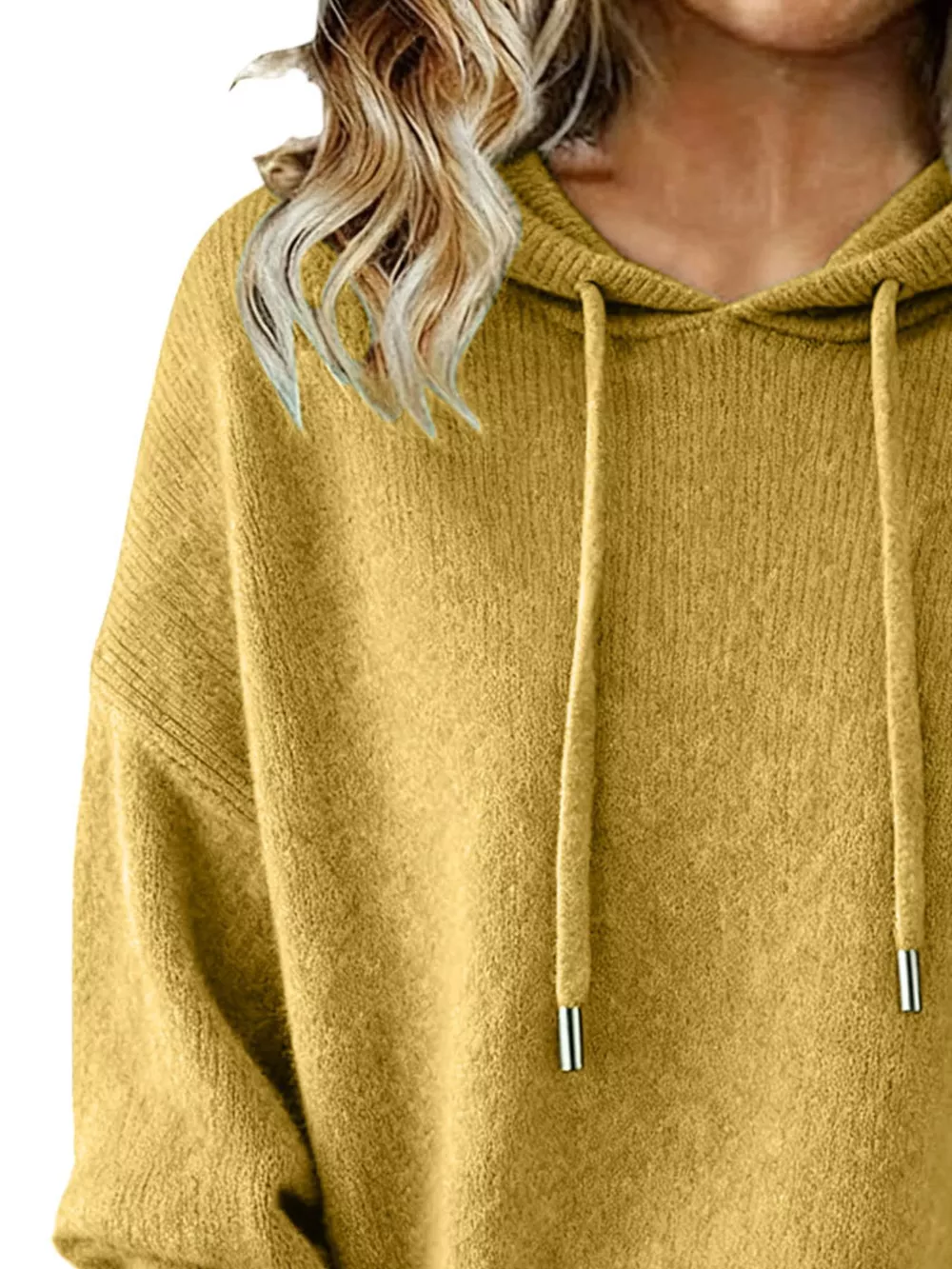 Drawstring Long Sleeve Hooded Sweater, image 20