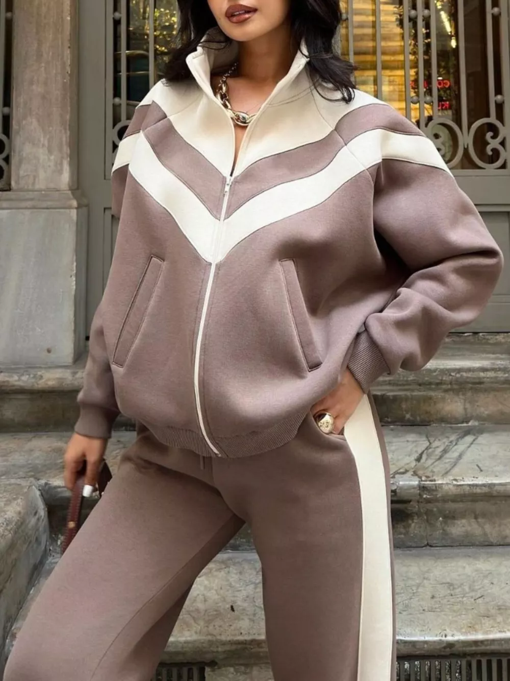Color Block Zip-Up Outerwear and Pants Set, image 9