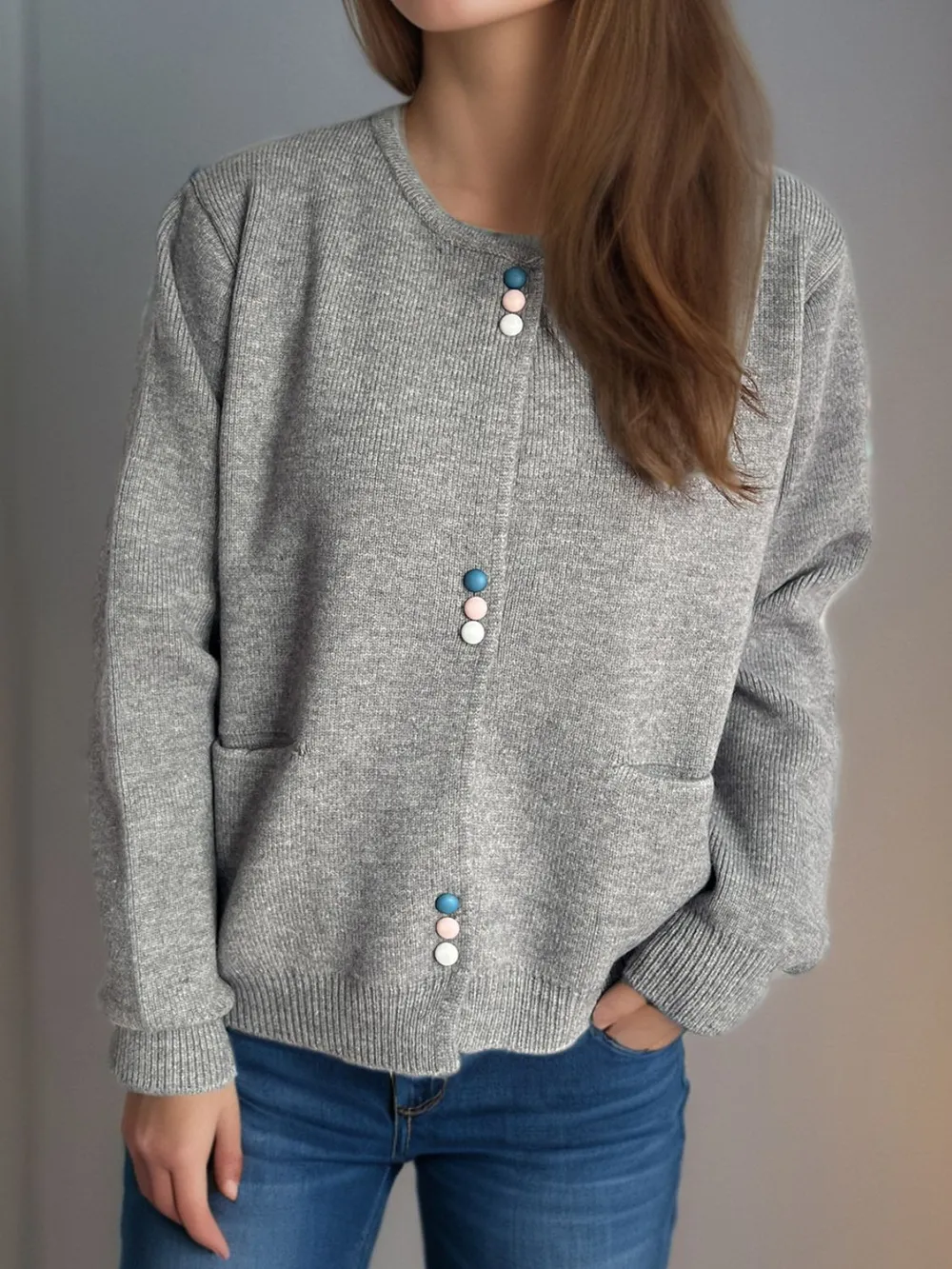 Button Down Long Sleeve Cardigan with Pockets, image 17