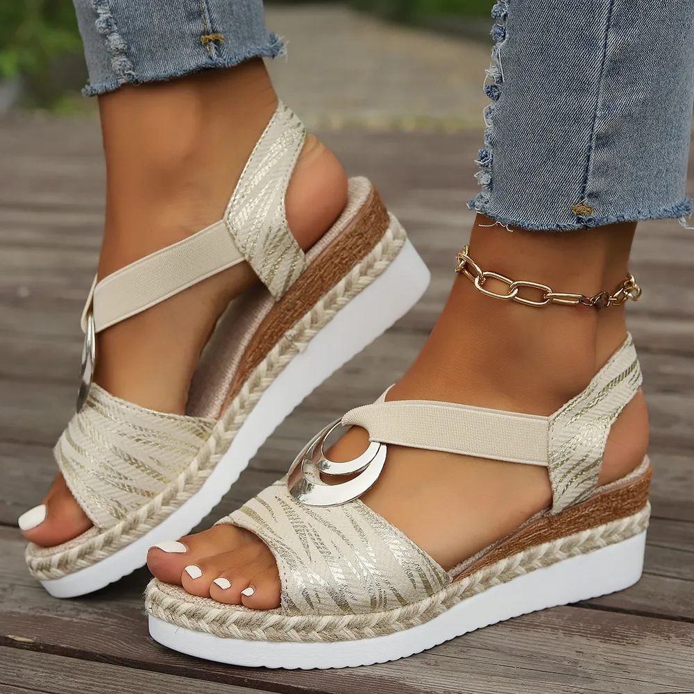 Peep Toe Wedge Sandals, image 8