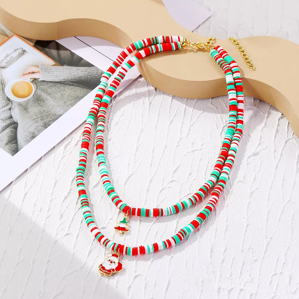 Alloy Christmas Necklace with Santa and Christmas Tree Pendant, image 3
