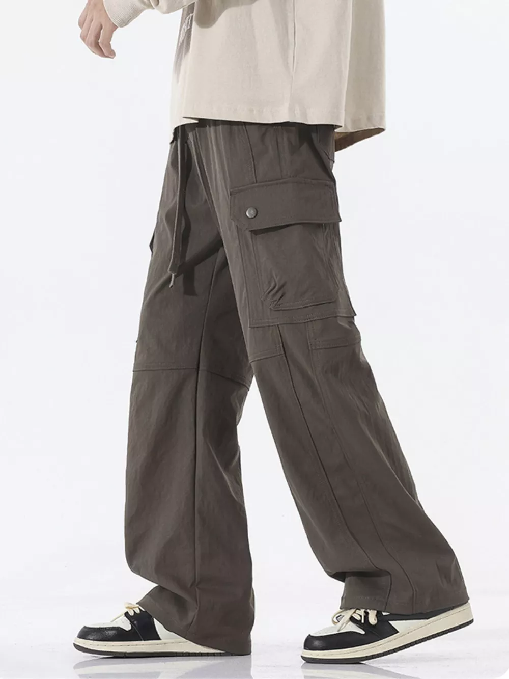 Men's Full Size Drawstring Cargo Wide Leg Pants Plus Size, image 15