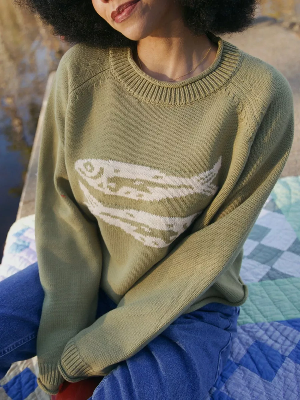 Fish Pattern Crew Neck Sweater, image 12